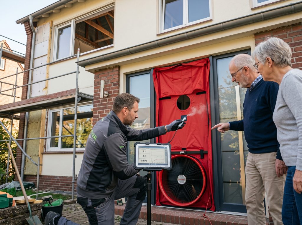 Blower Door Messung vor Ort